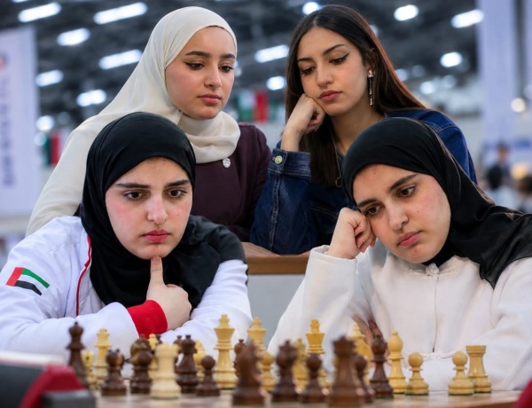 سيدات الإمارات يتألقن أمام ع مان في أولمبياد الشطرنج