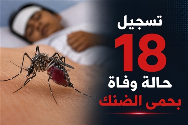 منذ يناير الماضي تسجيل 18 حالة وفاة بحمى الضنك وإصابة نحو 4800 حالة منذ يناير الماضي تسجيل 18 حالة وفاة بحمى الضنك وإصابة نحو 4800 حالة