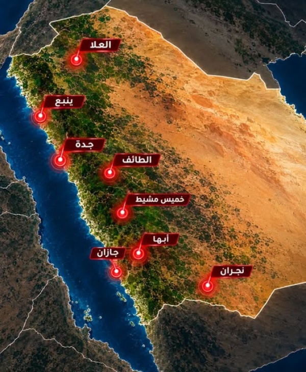 استمرار موجات الهجوم اليمني على السعودية أبرز المدن المستهدفة استمرار موجات الهجوم اليمني على السعودية أبرز المدن المستهدفة