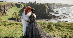near castle ruins a wedding with a dash of game of thrones