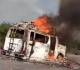 نجاة 17 راكب بينهم 5 اطفال اثر حريق باصا في مديرية وصاب السافل بذمار