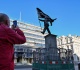 banksy just filled a gap in central london with a provocative new sculpture