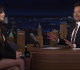 dakota johnson s revealing dress causes awkward interaction with jimmy fallon