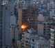 beirut building ablaze after apparent israeli strike
